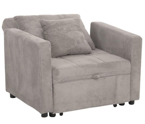 Schlafsessel Klappsessel Gästebett Relaxsessel Liegefläche 200x100cm Cord hellgrau