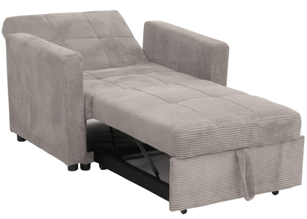 Schlafsessel Klappsessel Gästebett Relaxsessel Liegefläche 200x100cm Cord hellgrau