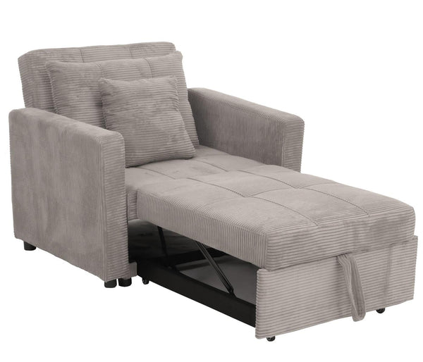 Schlafsessel Klappsessel Gästebett Relaxsessel Liegefläche 200x100cm Cord hellgrau