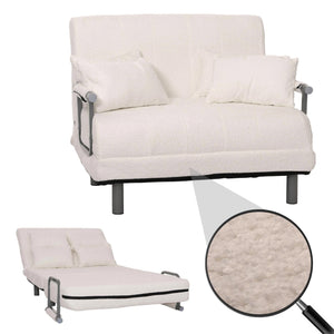 Schlafsessel Klappsessel Schlafsofa Gästebett Liegefläche 190x100cm Bouclé creme