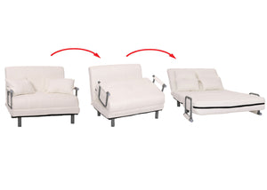 Schlafsessel Klappsessel Schlafsofa Gästebett Liegefläche 190x100cm Bouclé creme
