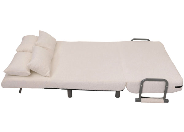 Schlafsessel Klappsessel Schlafsofa Gästebett Liegefläche 190x100cm Bouclé creme