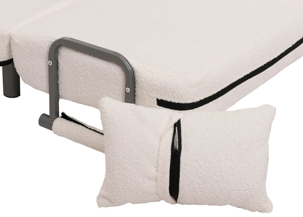 Schlafsessel Klappsessel Schlafsofa Gästebett Liegefläche 190x100cm Bouclé creme