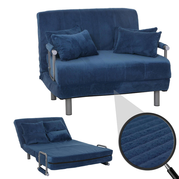 Schlafsessel Klappsessel Schlafsofa Gästebett Liegefläche 190x100cm Cord blau