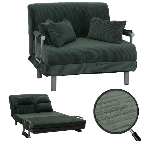 Schlafsessel Klappsessel Schlafsofa Gästebett Liegefläche 190x100cm Cord grün