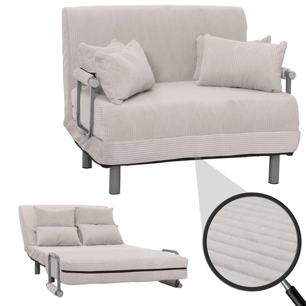 Schlafsessel Klappsessel Schlafsofa Gästebett Liegefläche 190x100cm Cord hellgrau