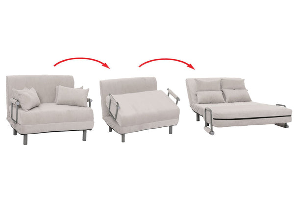 Schlafsessel Klappsessel Schlafsofa Gästebett Liegefläche 190x100cm Cord hellgrau