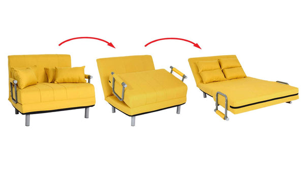 Schlafsessel Klappsessel Schlafsofa Gästebett Liegefläche 186x97cm gelb