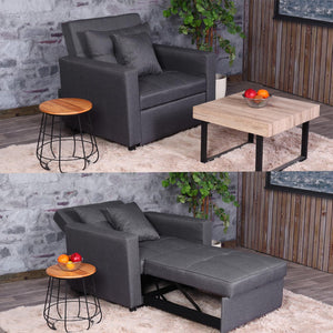 Schlafsessel Klappsessel Schlafsofa Gästebett Relaxsessel Liegefläche 197x103cm dunkelgrau