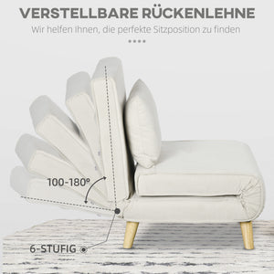 Schlafsessel verstellbar bis 120kg Leinenoptik creme