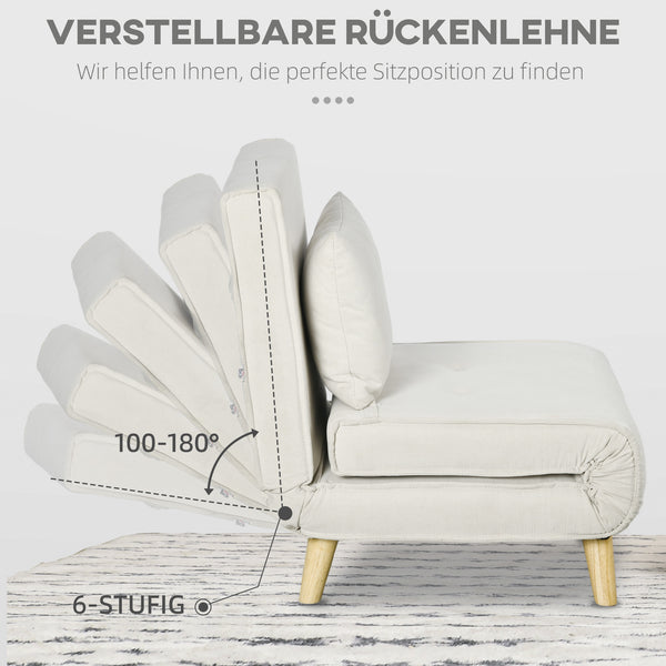 Schlafsessel verstellbar bis 120kg Leinenoptik creme