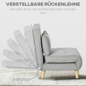 Schlafsessel mit verstellbarer Lehne in Leinenoptik hellgrau