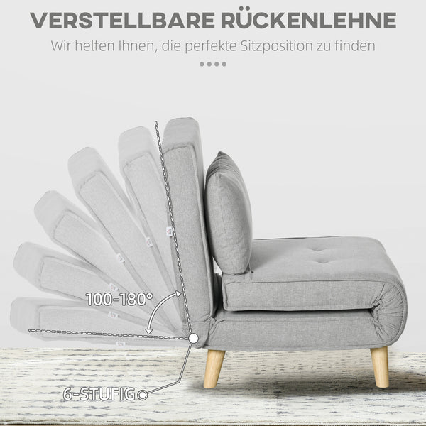 Schlafsessel mit verstellbarer Lehne in Leinenoptik hellgrau