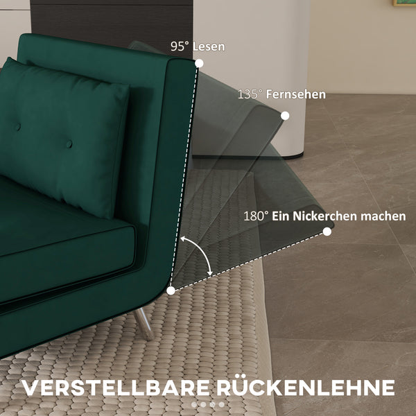 Liegesessel Schlafsessel mit Liegefunktion Leinenoptik grün