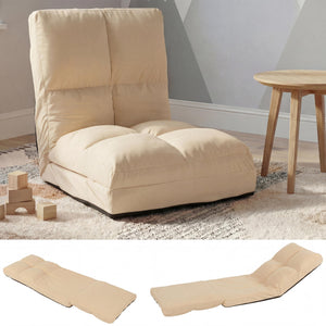 Bodensessel Schlafsessel Klappsessel faltbar Stahlrahmen Samt beige