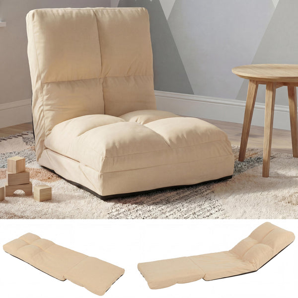 Bodensessel Schlafsessel Klappsessel faltbar Stahlrahmen Samt beige