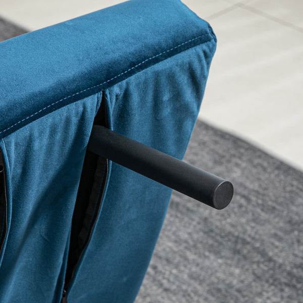 Schlafsofa 2-Sitzer Samt mit Kissen und Schlaffunktion blau