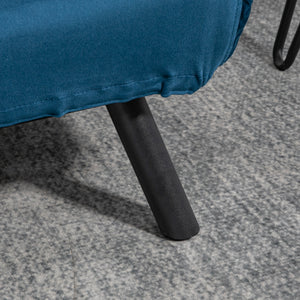 Schlafsofa 2-Sitzer Samt mit Kissen und Schlaffunktion blau