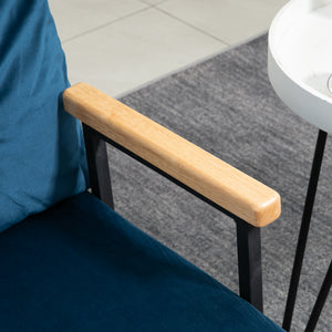 Schlafsofa 2-Sitzer Samt mit Kissen und Schlaffunktion blau