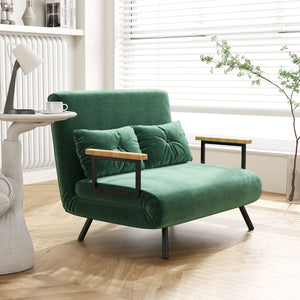 Schlafsofa 2-Sitzer Samt mit Schlaffunktion und Kissen grün