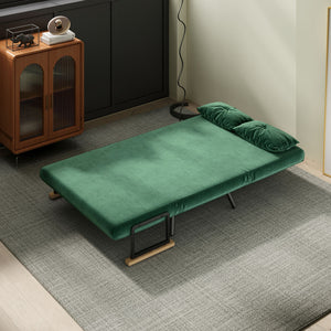 Schlafsofa 2-Sitzer Samt mit Schlaffunktion und Kissen grün