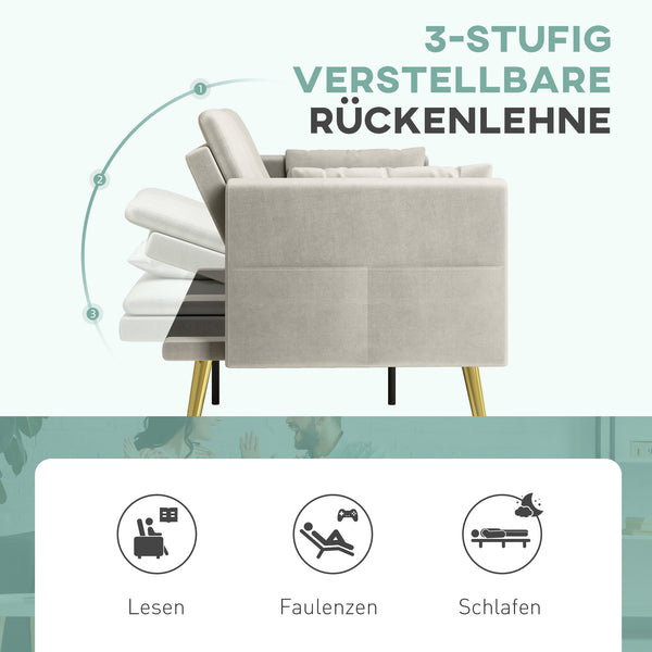 Schlafsofa 2-Sitzer mit verstellbarer Rückenlehne und Samtbezug