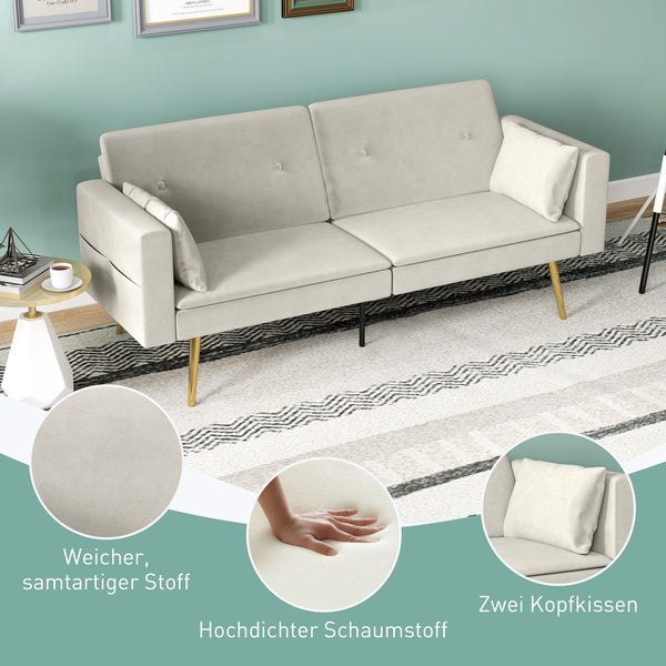 Schlafsofa 2-Sitzer mit verstellbarer Rückenlehne und Samtbezug