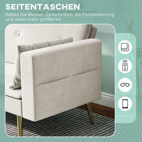 Schlafsofa 2-Sitzer mit verstellbarer Rückenlehne und Samtbezug