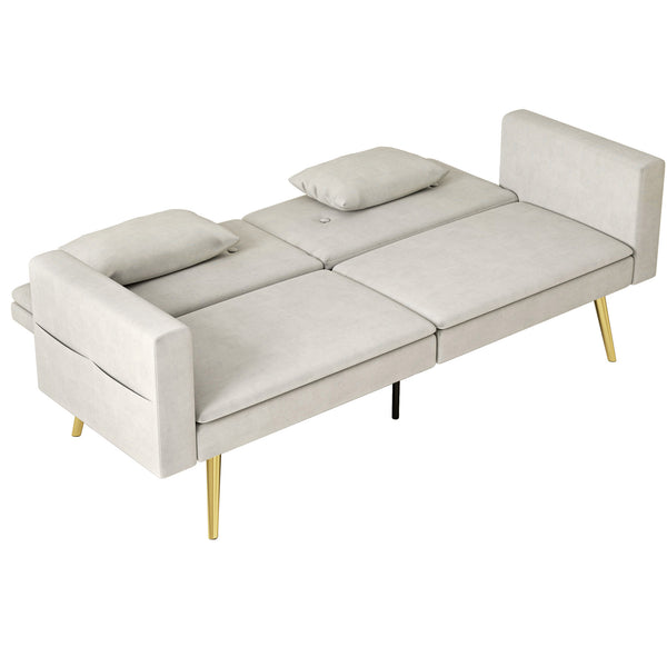 Schlafsofa 2-Sitzer mit verstellbarer Rückenlehne und Samtbezug