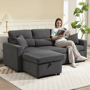 Schlafsofa Ecksofa mit Bettfunktion und Stauraum dunkelgrau