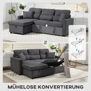 Schlafsofa Ecksofa mit Bettfunktion und Stauraum dunkelgrau