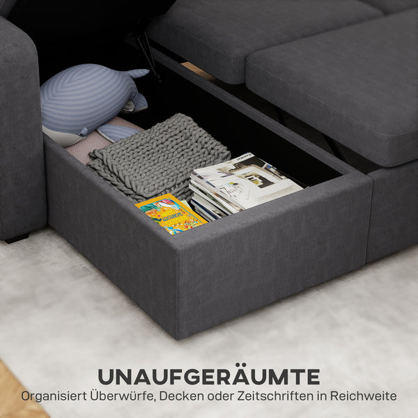 Schlafsofa Ecksofa mit Bettfunktion und Stauraum dunkelgrau