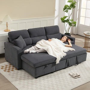 Schlafsofa Ecksofa mit Bettfunktion und Stauraum dunkelgrau
