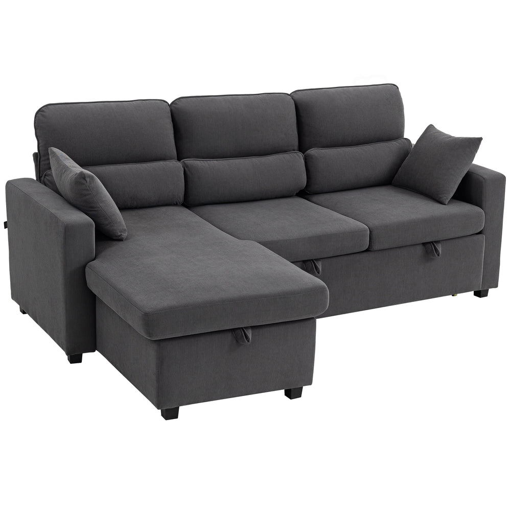 Schlafsofa Ecksofa mit Bettfunktion und Stauraum dunkelgrau