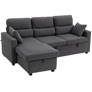 Schlafsofa Ecksofa mit Bettfunktion und Stauraum dunkelgrau