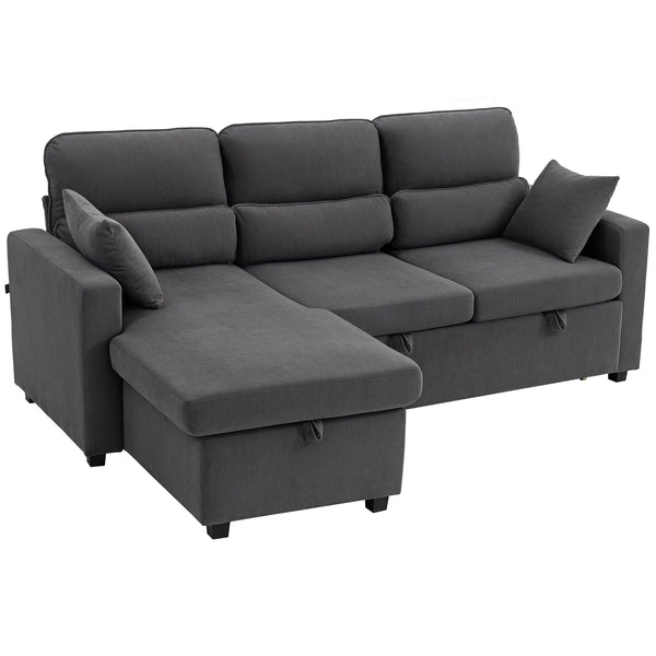 Schlafsofa Ecksofa mit Bettfunktion und Stauraum dunkelgrau