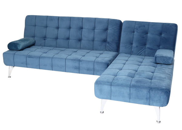 Schlafsofa Couch Ecksofa Liegefläche links/rechts Schlaffunktion 236cm Samt blau