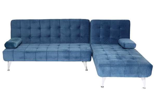 Schlafsofa Couch Ecksofa Liegefläche links/rechts Schlaffunktion 236cm Samt blau