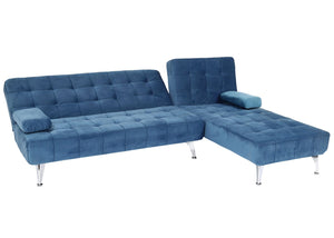 Schlafsofa Couch Ecksofa Liegefläche links/rechts Schlaffunktion 236cm Samt blau