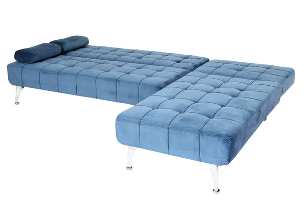 Schlafsofa Couch Ecksofa Liegefläche links/rechts Schlaffunktion 236cm Samt blau
