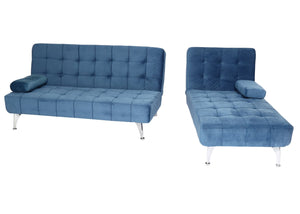 Schlafsofa Couch Ecksofa Liegefläche links/rechts Schlaffunktion 236cm Samt blau