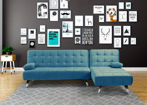 Schlafsofa Couch Ecksofa Liegefläche links/rechts Schlaffunktion 236cm Samt blau