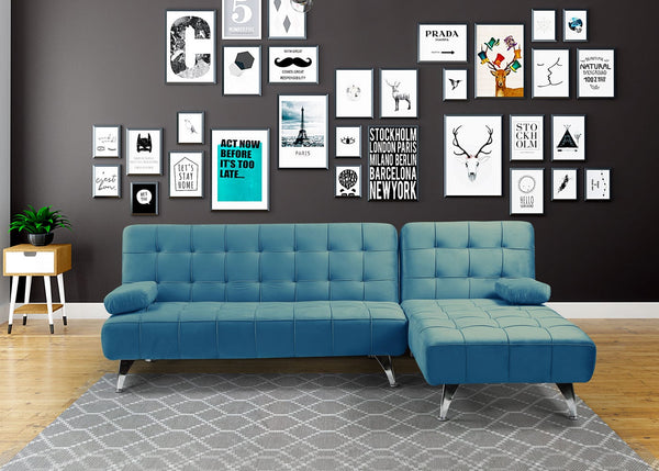 Schlafsofa Couch Ecksofa Liegefläche links/rechts Schlaffunktion 236cm Samt blau
