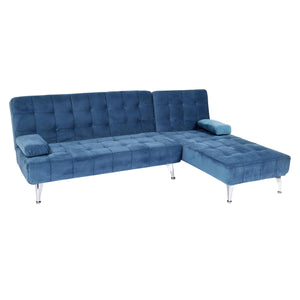 Schlafsofa Couch Ecksofa Liegefläche links/rechts Schlaffunktion 236cm Samt blau