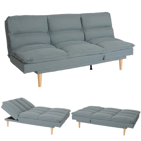 Schlafsofa Gästebett Schlafcouch Couch Schlaffunktion Liegefläche 180x110cm blau-grau