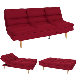 Schlafsofa Gästebett Schlafcouch Couch Schlaffunktion Liegefläche 180x110cm bordeaux