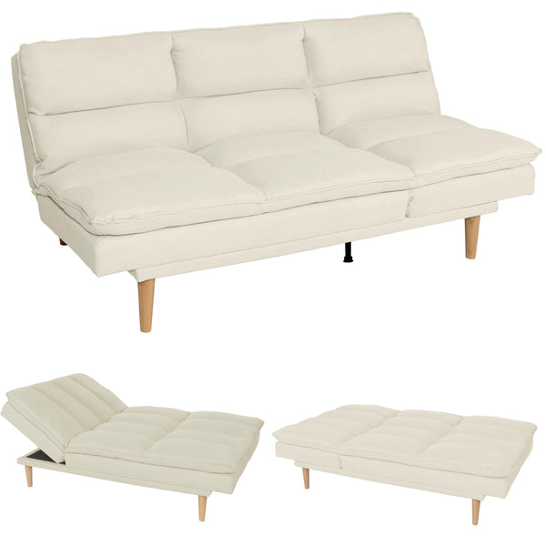 Schlafsofa Gästebett Schlafcouch Couch Schlaffunktion Liegefläche 180x110cm creme
