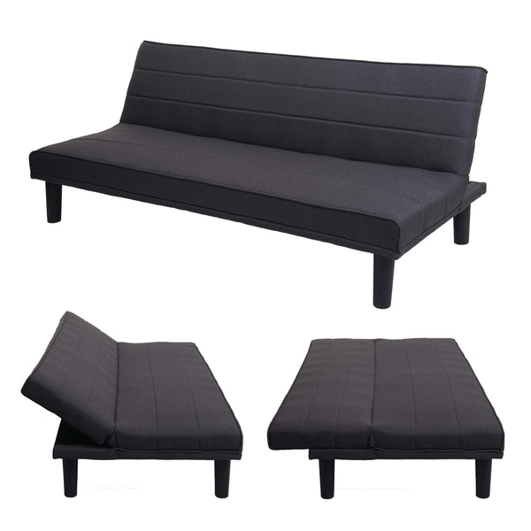 Schlafsofa Couch Klappsofa Gästebett Bettsofa Schlaffunktion 165cm anthrazit-grau