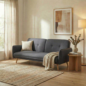 Schlafsofa Couch Klappsofa Gästebett Bettsofa Schlaffunktion 185cm anthrazit-grau