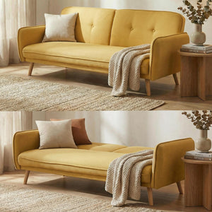 Schlafsofa Couch Klappsofa Gästebett Bettsofa Schlaffunktion 185cm gelb